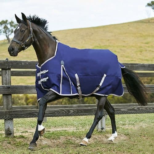 Weatherbeeta Comfitec Essential Standard Neck Lite Plus Turnout Rug Navy/Silver/Red