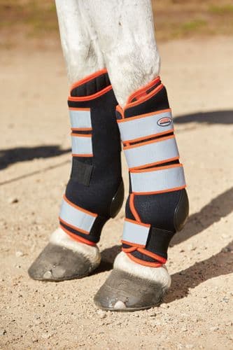 Weatherbeeta Therapy-Tec Stable Boot Wraps - Black/Silver/Red