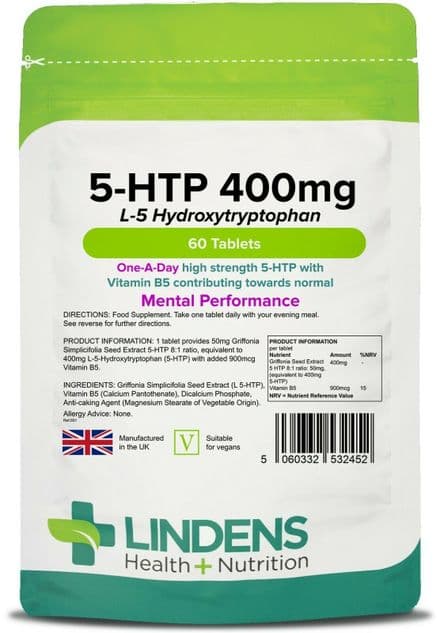 5-HTP 400mg (with Vitamin B5) x 60 Tablets; Lindens