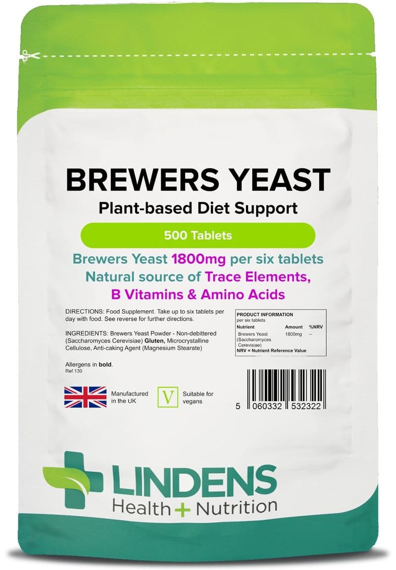 Brewers Yeast 300mg x 500 Tablets; Source of B Vitamins, Huge Value; Lindens