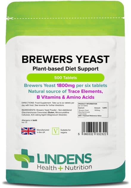 Brewers Yeast 300mg x 500 Tablets; Source of B Vitamins, Huge Value; Lindens