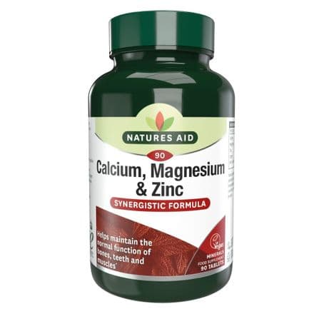 Calcium, Magnesium & Zinc x 90 Tablets; Synergistic Formula; Natures Aid
