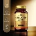 Chelated Zinc 22mg x 100 Tablets; Hair, Skin, Nails, Immune; Solgar
