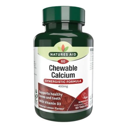 Chewable Calcium 400mg & Vitamin D3 x 60 Tablets; Lemon Flavour; Natures Aid