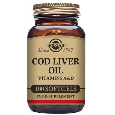 Cod Liver Oil x 100/250 Softgels; Brain, Vision, Heart; Solgar