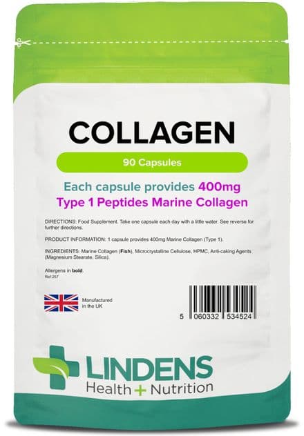 Collagen (Marine Source) 400mg x 90/360 Capsules; Skin, Anti-Aging; Lindens
