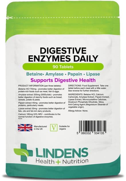 Digestive Enzymes Daily x 90 Tablets; Lindens