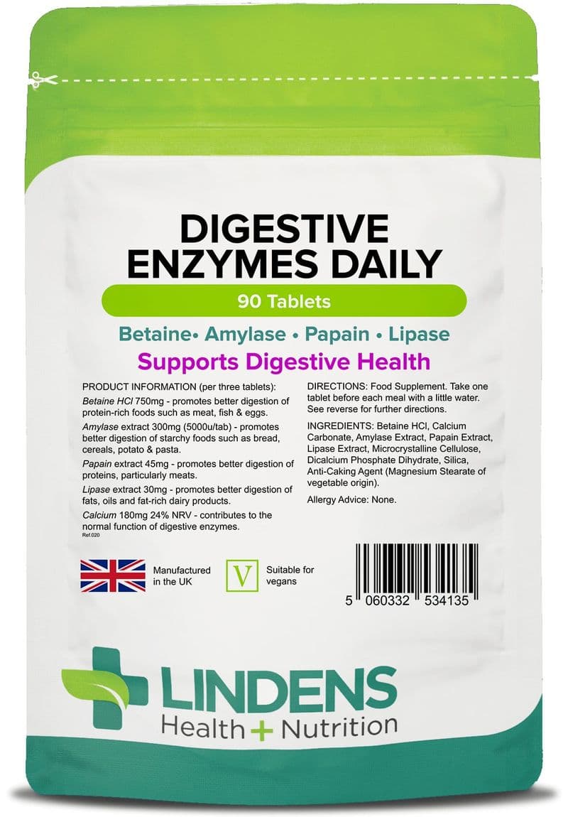 Digestive Enzymes Daily x 90 Tablets; Lindens