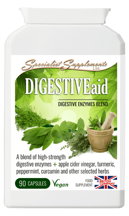 DIGESTIVEaid x 90 V-Caps; Digestive Enzymes + Herbs; Specialist Supplements