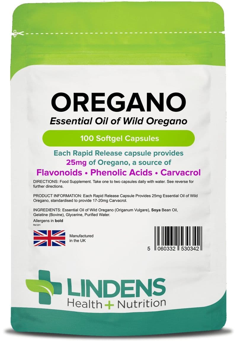 Essential Oil Of Oregano 25mg x 100 Capsules;  Lindens