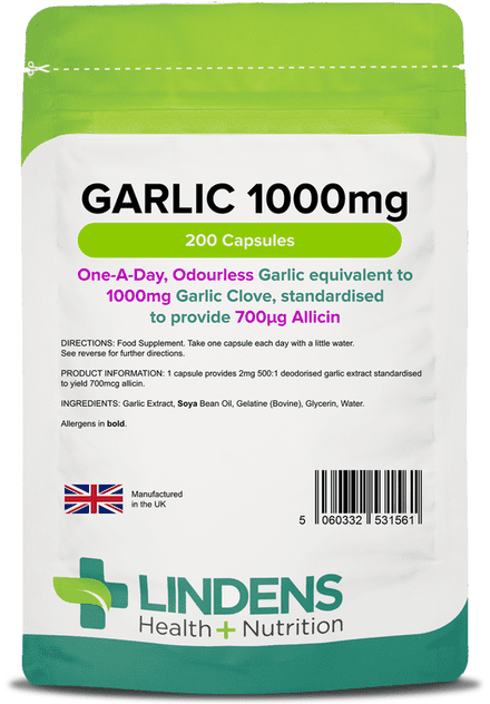 Garlic Oil Odourless 1000mg x 200 Capsules; Super Value Pack; Lindens
