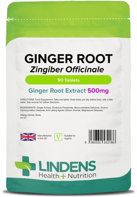 Ginger Root 500mg x 90 Tablets; Lindens