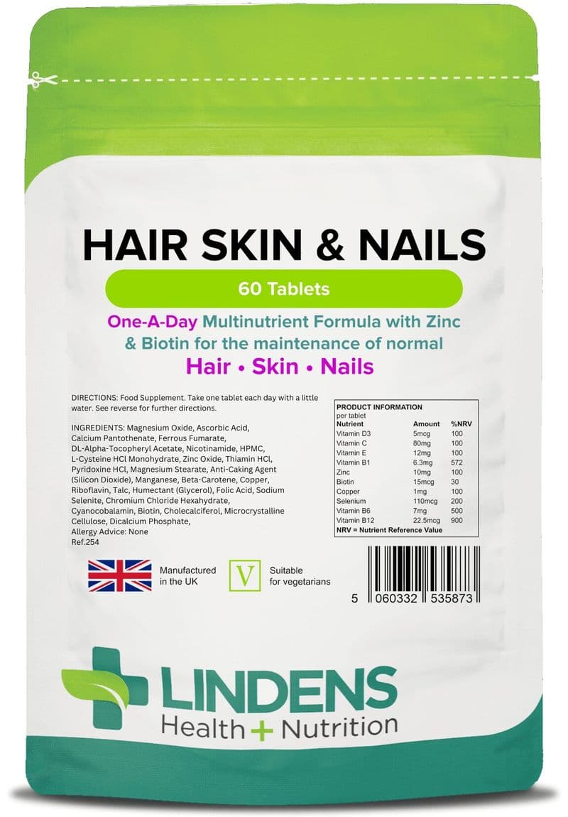 Hair Skin & Nails x 60 Tablets; One A Day Formula; Lindens