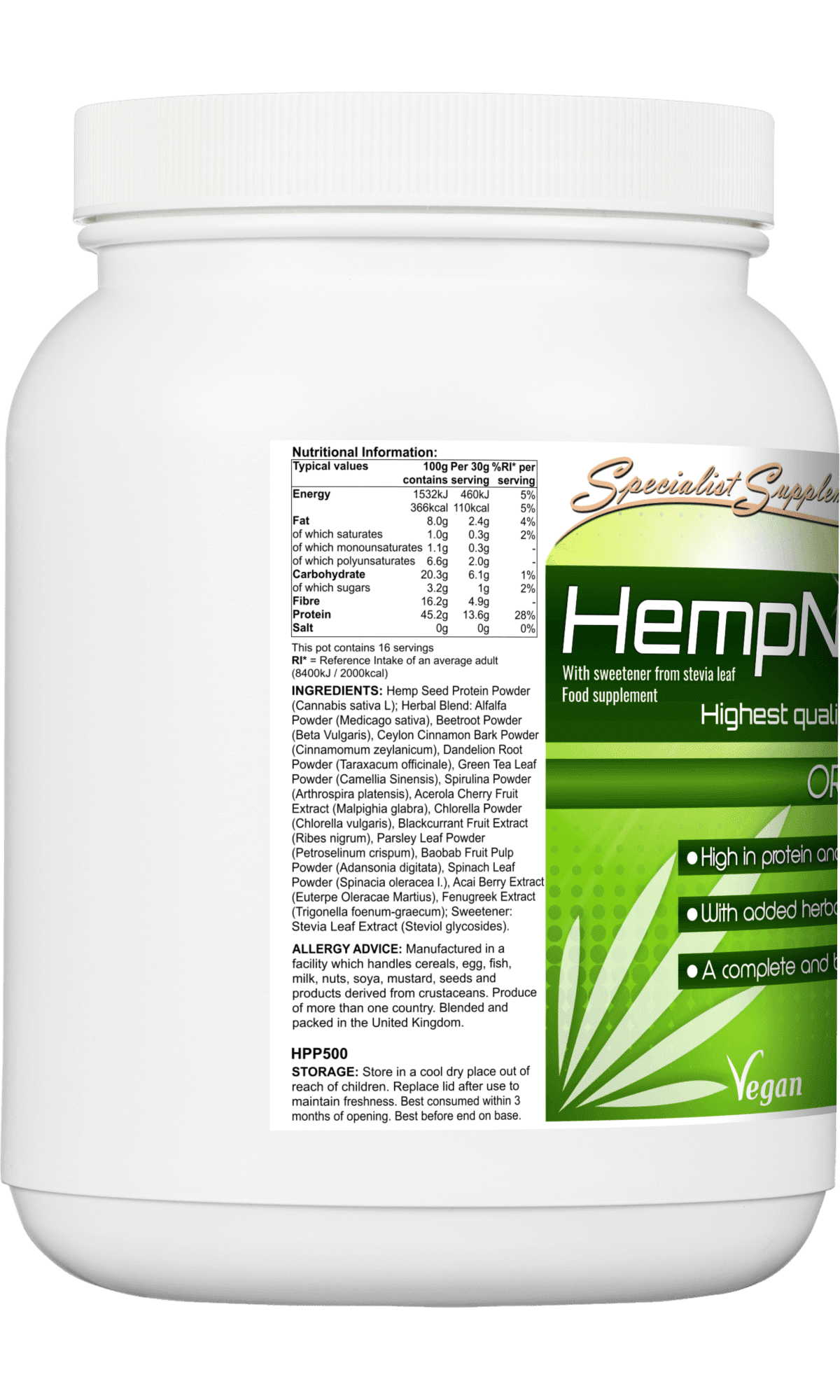 Nutrient Pure Protein Powder. Organic, Plant Based Protein Powder