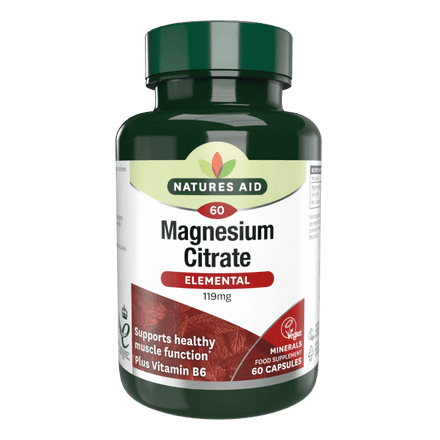 Magnesium Citrate 119mg Elemental + Vitamin B6 x 60 Capsules; Natures Aid