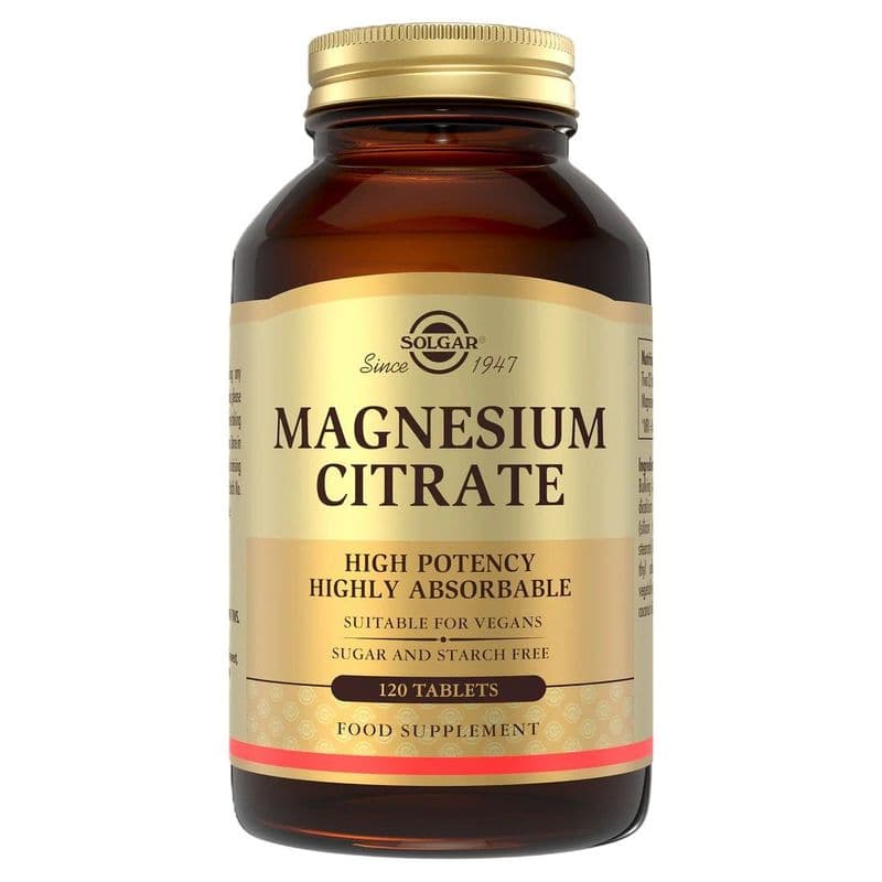 Magnesium Citrate 200mg x 60/120 Tablets; Highly Absorbable; Solgar