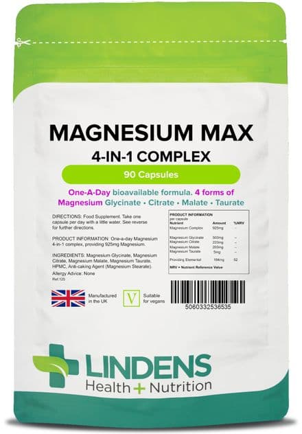 Magnesium Max 4 in 1 Complex x 90 Capsules; Lindens