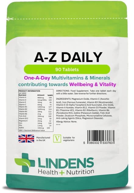 Multivitamin A-Z Daily x 90 Tablets; Multivitamins & Minerals; Lindens