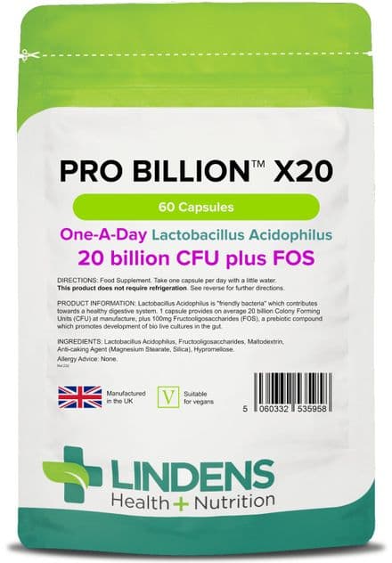 Pro Billion X20 x 60 Capsules; 20 Billion CFU; Lindens