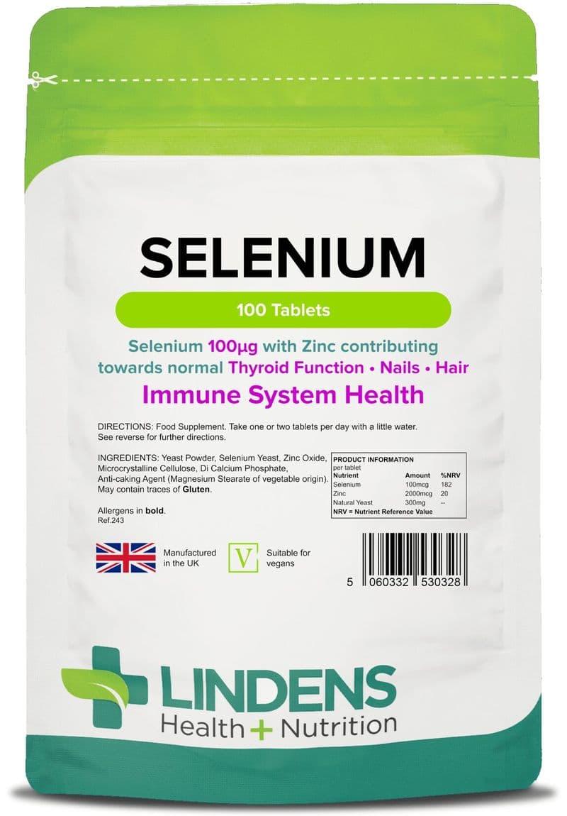 Selenium 100mcg with Zinc x 100 Tablets; Immune, Hair, Nails Lindens
