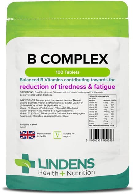 Vitamin B Complex (Balanced B Vitamins) x 100 Tablets; Lindens