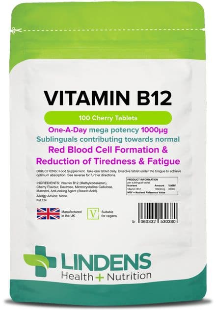 Vitamin B12 1000mcg x 100 Sublingual Tablets High Potency; Lindens