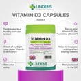 Vitamin D3 3000IU x 120 Capsules; High Potency; Bones, Immune System; Lindens