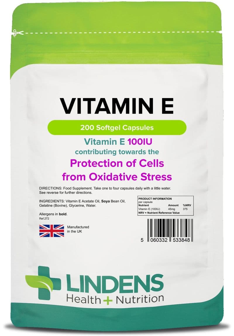 Vitamin E 100IU x 200 Capsules;  Lindens