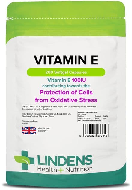 Vitamin E 100IU x 200 Capsules; Lindens