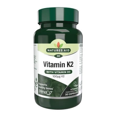 Vitamin K2 MenaQ7 (with Vitamin D3) x 30 Capsules; Natures Aid