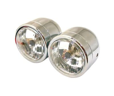 Dominator Twin Round Headlamp Set - choice of colours