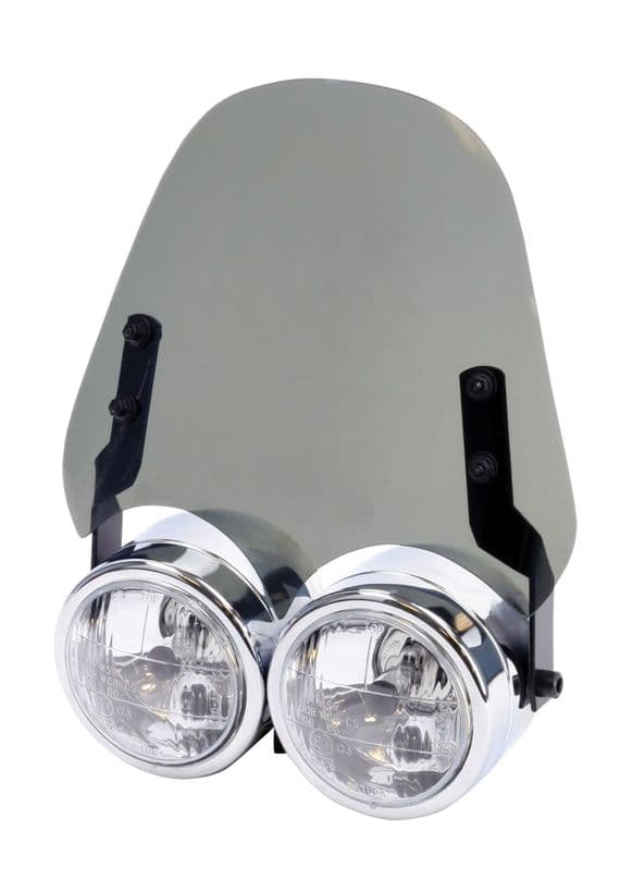 Motorcycle Fly Screen for Dominator Twin Round Headlamp Sets - choice of colours