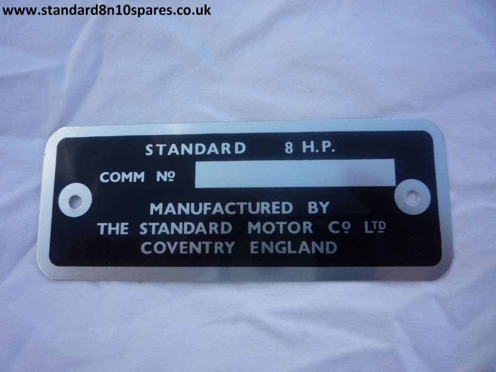 Statutory Plate Examples Standard 8 Commission plate