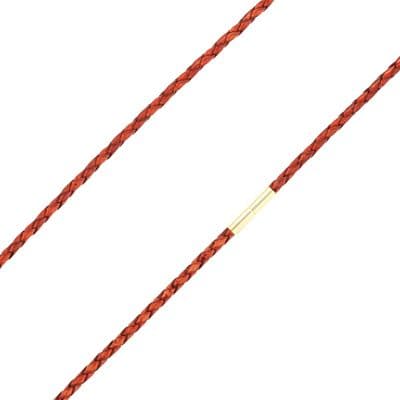 3mm Braided Leather Necklace With 9ct Gold Twist Clasp-Red Brown