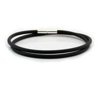 3mm Rubber Bracelet With Silver Twist Clasp-Double Wrapped