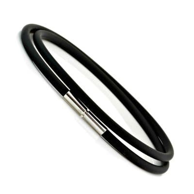 3mm Rubber Bracelet With Silver Twist Clasp-Double Wrapped