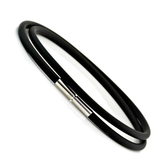 3mm Rubber Bracelet With Silver Twist Clasp-Double Wrapped