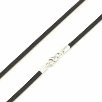 3mm Rubber Necklace With Sterling Silver Clasp