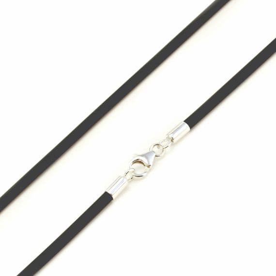 3mm Rubber Necklace With Sterling Silver Clasp