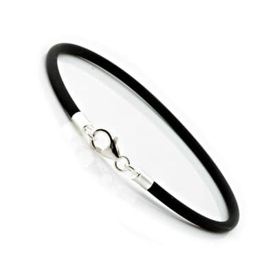 3mm Rubber & Sterling Silver Bracelet