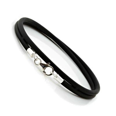 3mm Rubber & Sterling Silver Bracelet-Double Wrapped