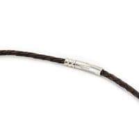 4mm Braided Leather Necklace With Stainless Steel Trigger Clasp-Antique Brown