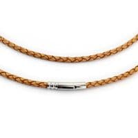 4mm Braided Leather Necklace With Stainless Steel Trigger Clasp-Antique Natural