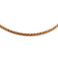 4mm Braided Leather Necklace With Stainless Steel Trigger Clasp-Antique Natural