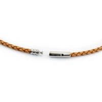 4mm Braided Leather Necklace With Stainless Steel Trigger Clasp-Antique Natural