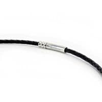 4mm Braided Leather Necklace With Stainless Steel Trigger Clasp-Black