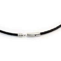 4mm Braided Leather Necklace With Stainless Steel Trigger Clasp-Black