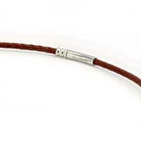 4mm Braided Leather Necklace With Stainless Steel Trigger Clasp-Saddle Brown