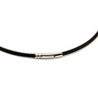 4mm Braided Rubber Necklace With Stainless Clasp-Black