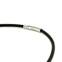 4mm Braided Rubber Necklace With Stainless Clasp-Black